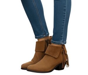 JUSTIN BOOTS Reba Suede Fringed Ankle Boot Size 8.5
